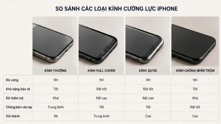 Các Loại Kính Cường Lực iPhone Phổ Biến