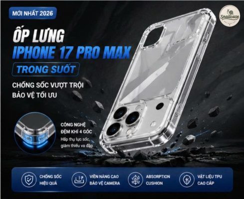 ốp lưng iPhone 17 Pro Max trong suốt