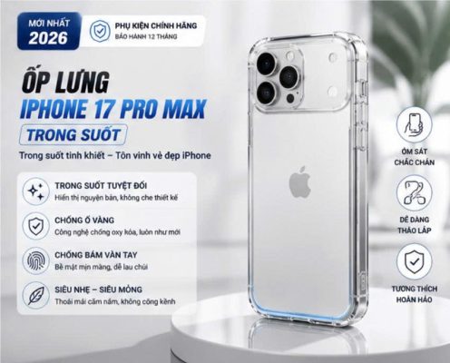 ốp lưng iPhone 17 Pro Max trong suốt